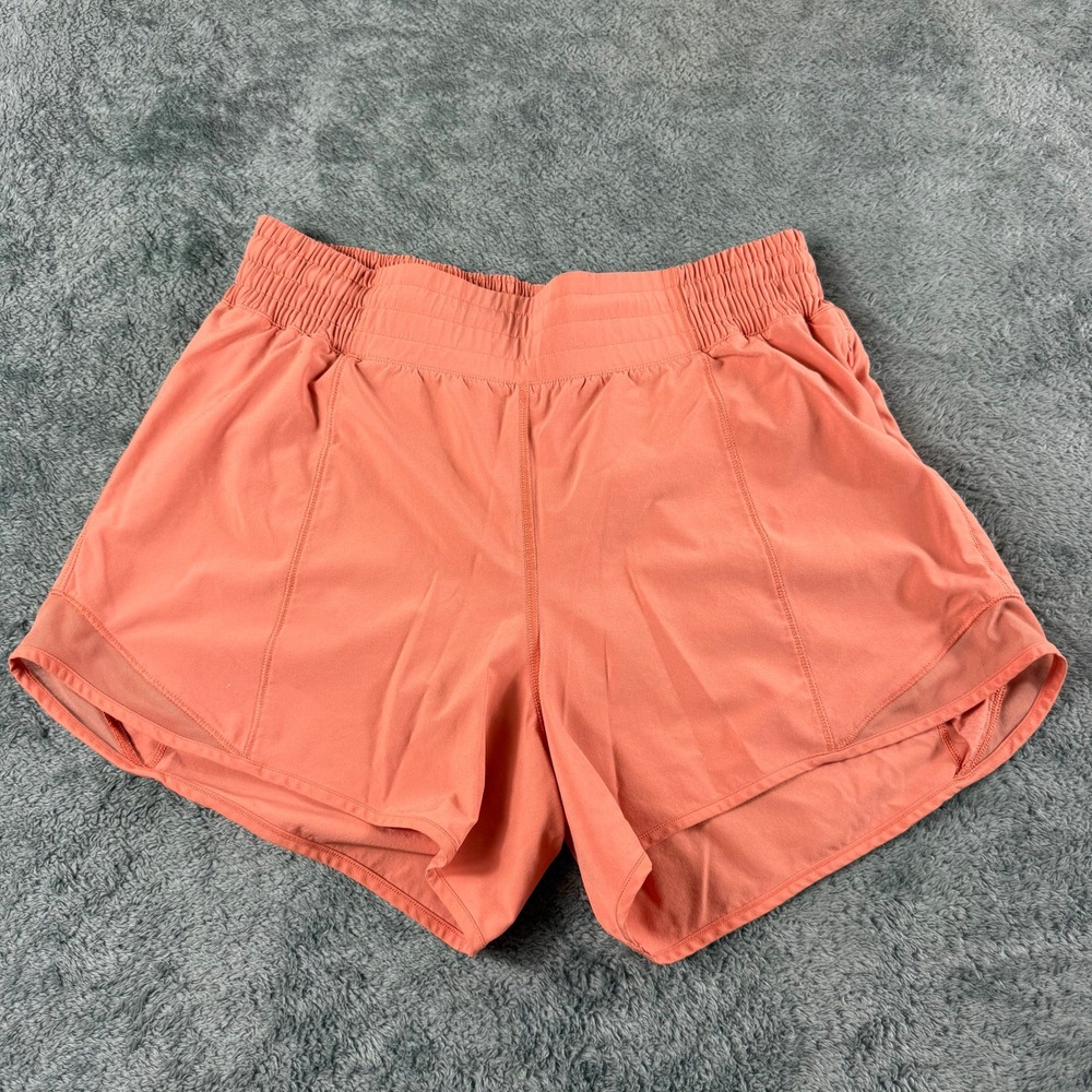 Lululemon Hotty Hot High-Rise Lined Shorts 8 Coral Orange Running Athletic